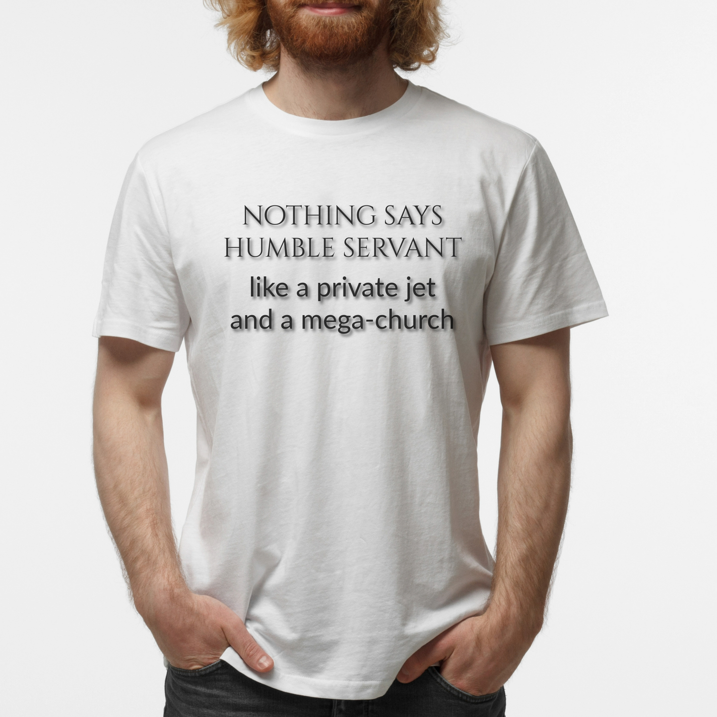 Nothing says humble servant like a private jet and a mega-church